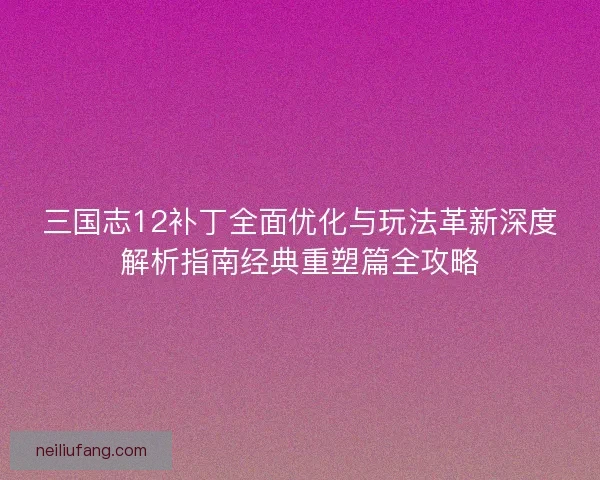 三国志12补丁全面优化与玩法革新深度解析指南经典重塑篇全攻略